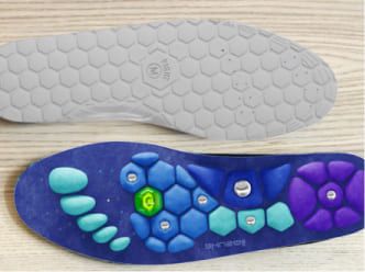 Reviewer photo of Akusoli insole placed inside a work shoe